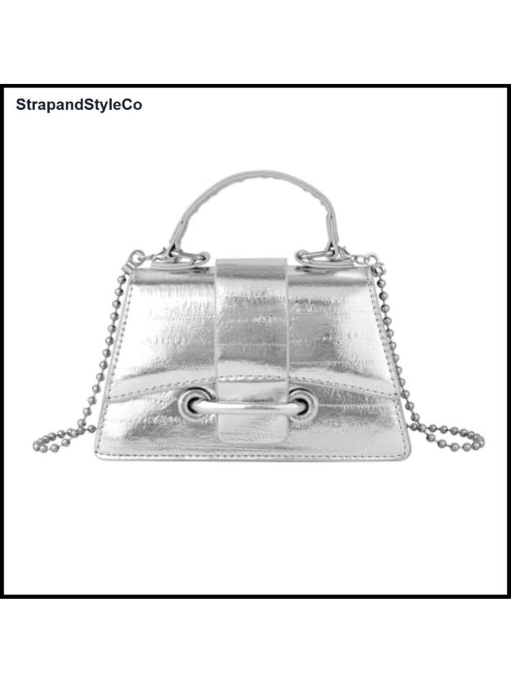 Micro Mini Crossbody Handbag PU Leather Clutch Top Handle Purse Adjustable Strap